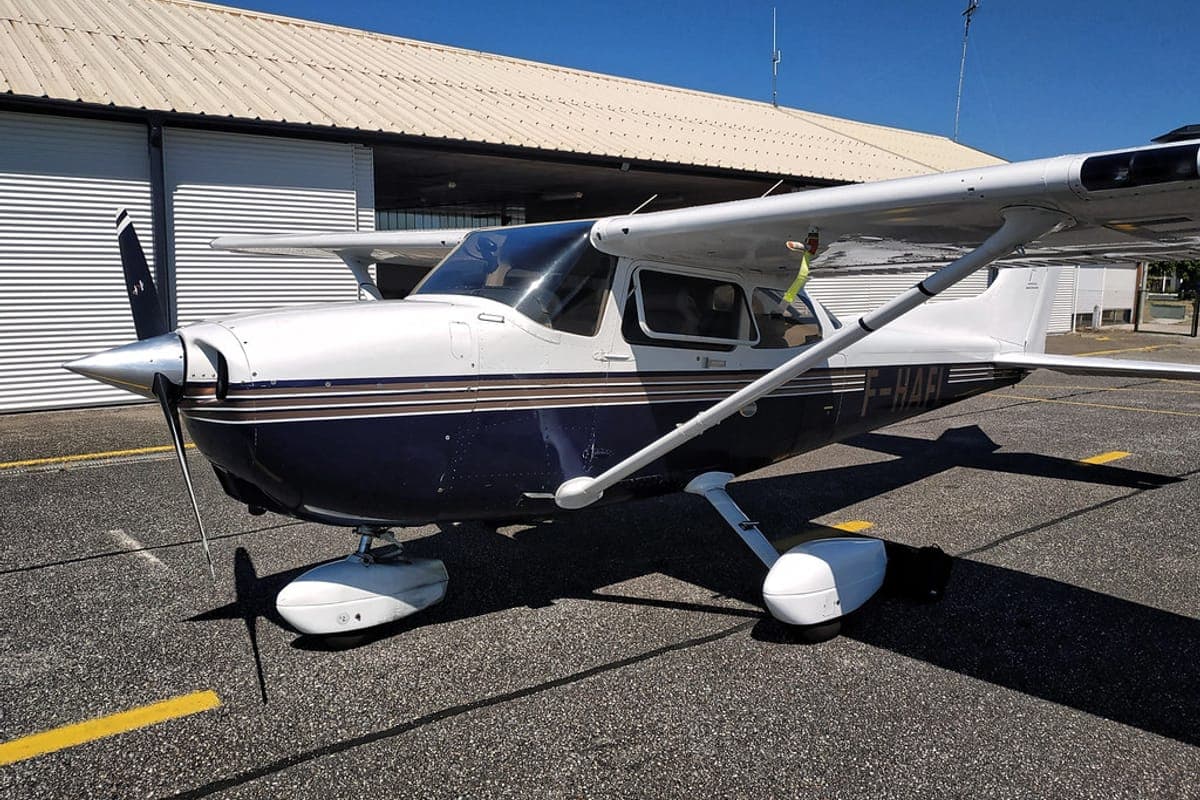 Cessna 172 Skyhawk training aircraft parked on the ramp